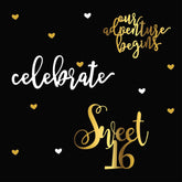 Custom Sweet 16th Birthday With Black Background Backdrop Shopbackdrop